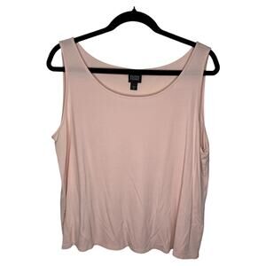 Eileen Fisher Women's Tank Top XL Stretch 100% Silk Jersey Pink Solid Scoop Neck